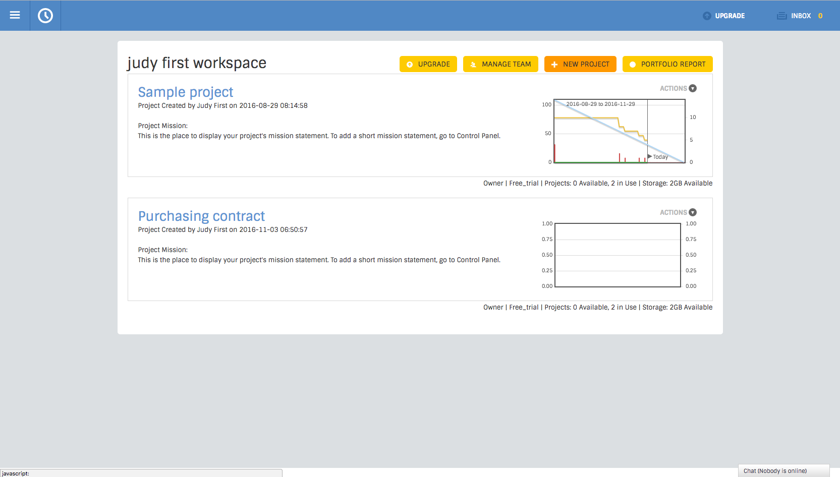 Manage workspace page screenshot